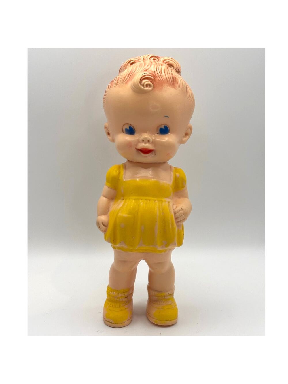 Vintage Ruth B. Newton Sun Rubber Co. Girl in Yellow Dress Squeaky Doll